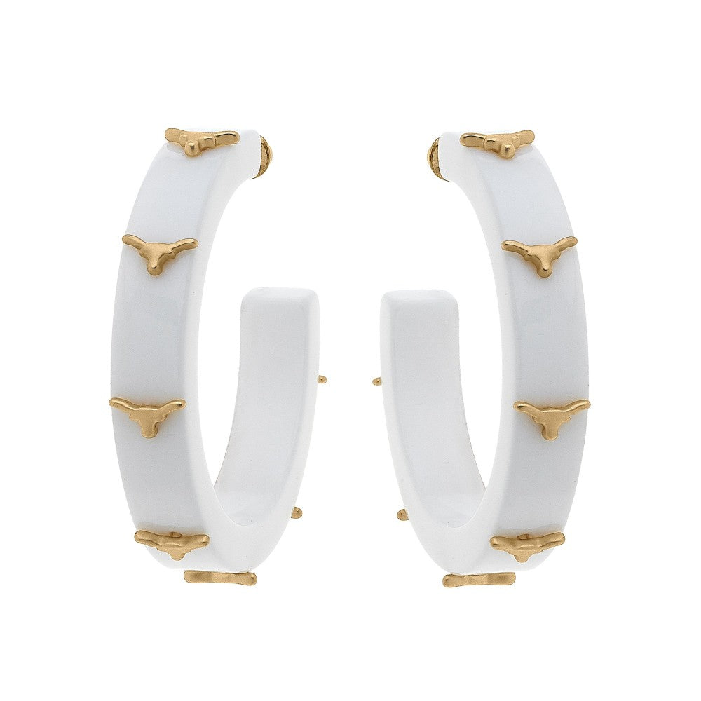 Texas Longhorns Logo Hoop Earrings in White