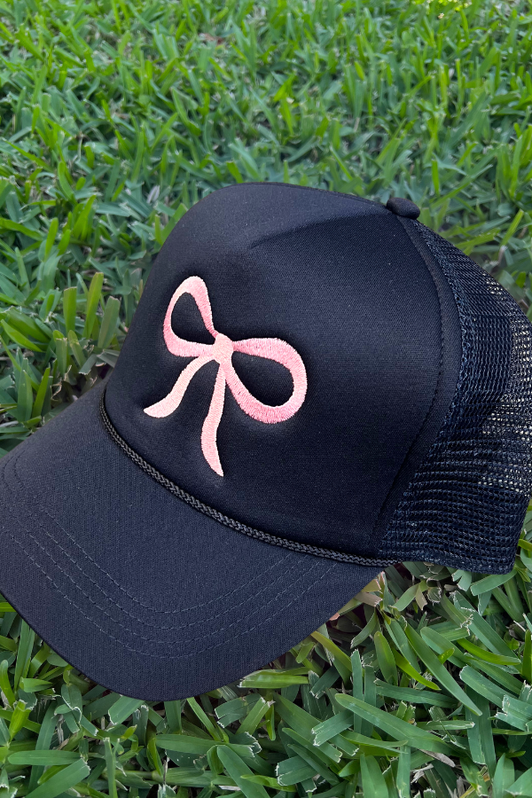 Trucker Hat Embroidered Light Pink Bow