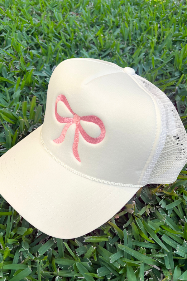 Trucker Hat Embroidered Light Pink Bow