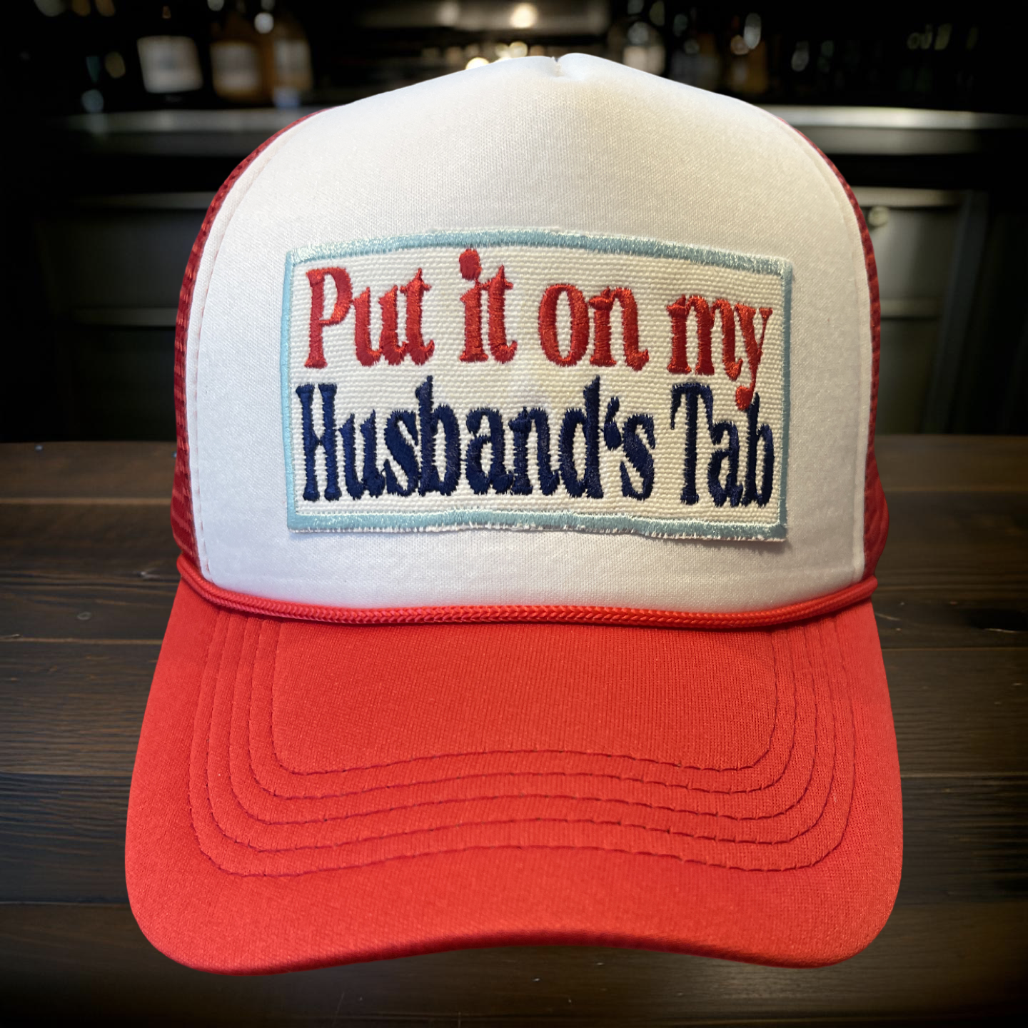 Trucker Hat Foam "Put It On My Husband's Tab"