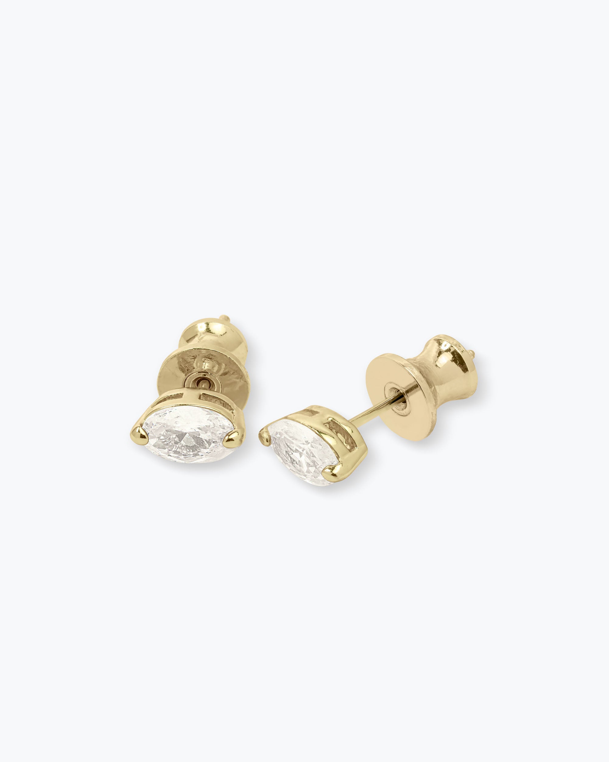 Baby She's So Fine Stud Earrings Gold and White Diamondettes