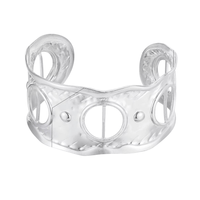 Silver Bangle Bracelet with Scarf Threading Holes - Beau Kisses