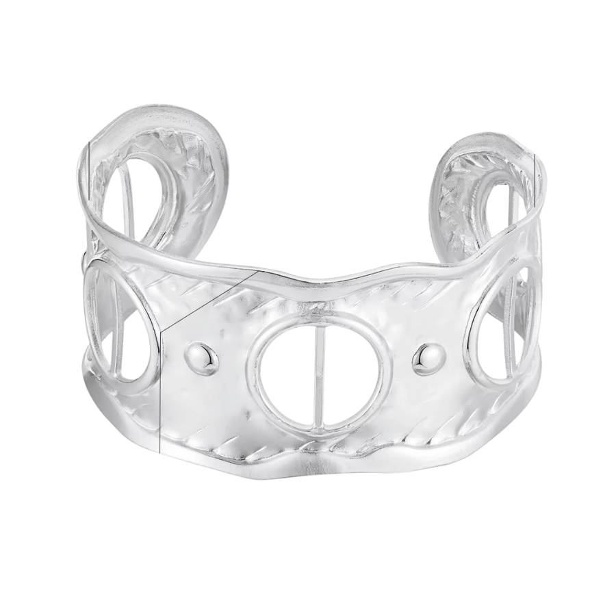 Silver Bangle Bracelet with Scarf Threading Holes - Beau Kisses