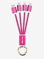 3-in-1 Charging Cable Keychain Hot Pink - Beau Kisses