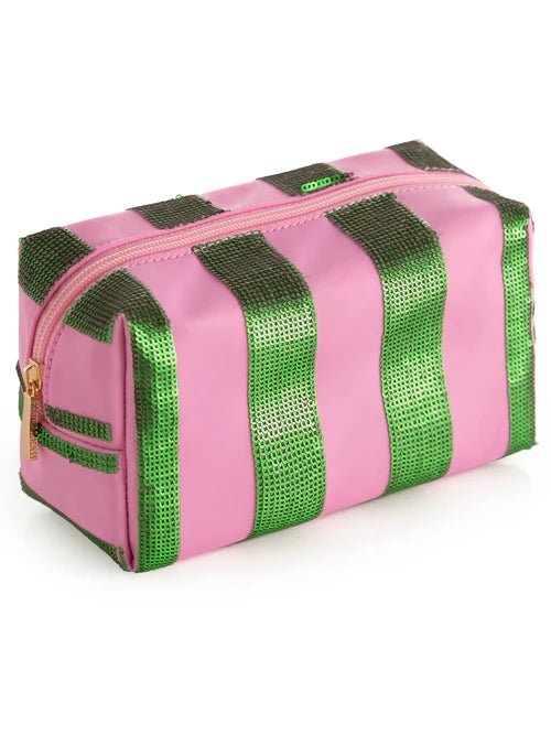 Cara Stripe Zip Pouch Green