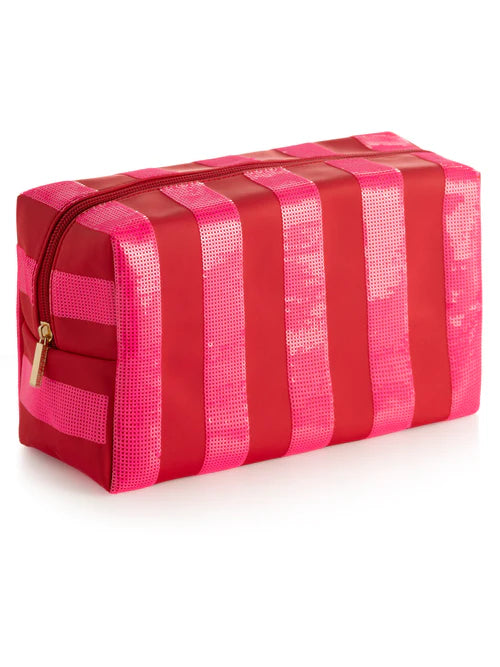 Cara Large Stripe Zip Pouch Pink