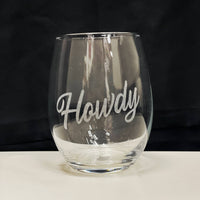 Stemless Texas Theme Wine Glass - Beau Kisses