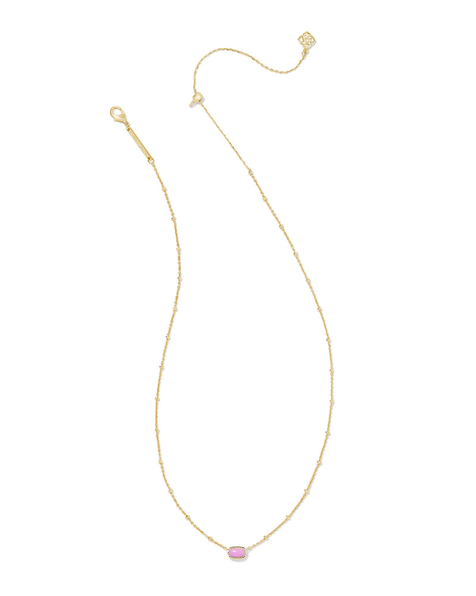 Mini Elisa Satellite Short Pendant Necklace Gold Fuchsia Magnesite