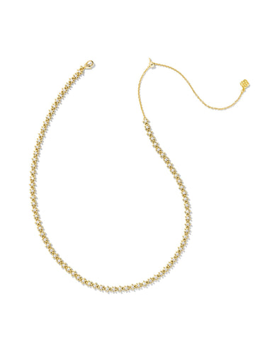 Nydia Strand Necklace Gold White Crystal - Beau Kisses