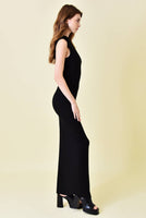 Asymmetric Neck Drape Maxi Dress Black - Beau Kisses