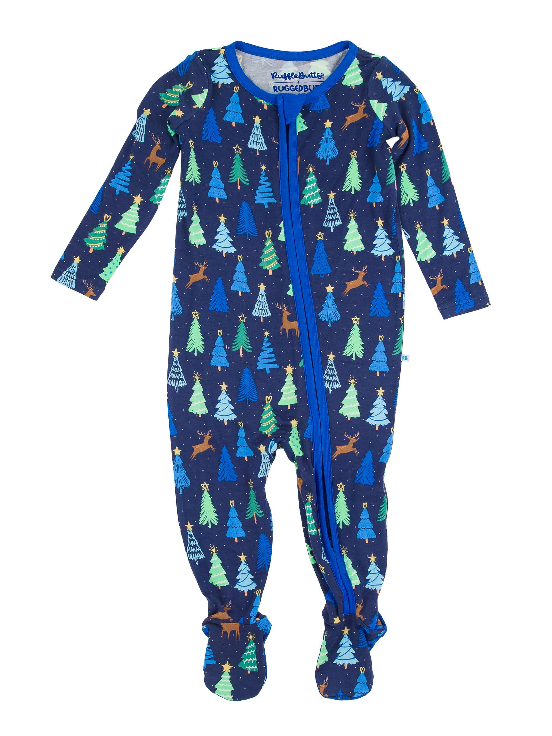 Merry Blue Pines One Piece Pajamas Navy