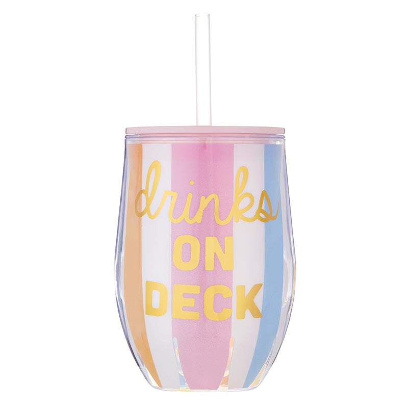 Double-Wall Wine Tumbler Drinks on Deck 12 oz