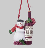 Snowman With Wine Bottle Personalizable Ornament - Beau Kisses