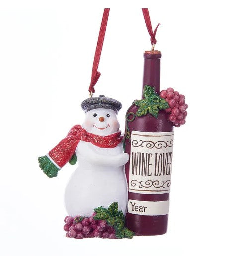 Snowman With Wine Bottle Personalizable Ornament