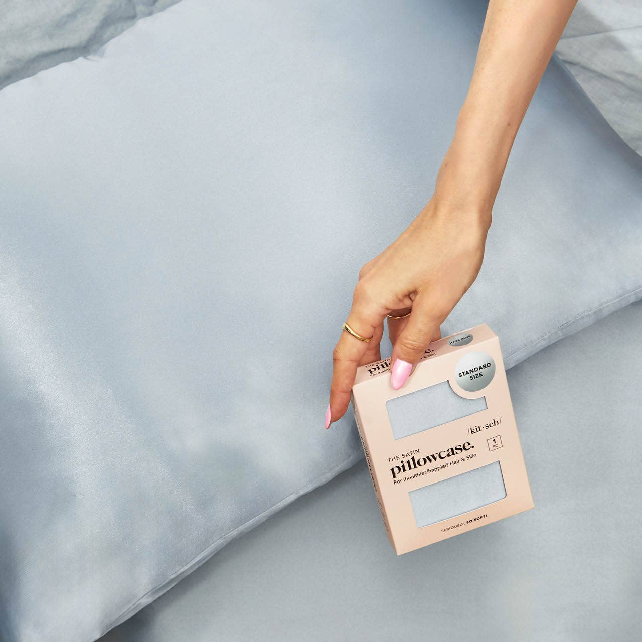 King Satin Pillowcase Haze Blue - Beau Kisses