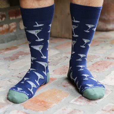 Men's Martini Socks Navy/Green - Beau Kisses