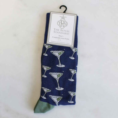 Men's Martini Socks Navy/Green - Beau Kisses