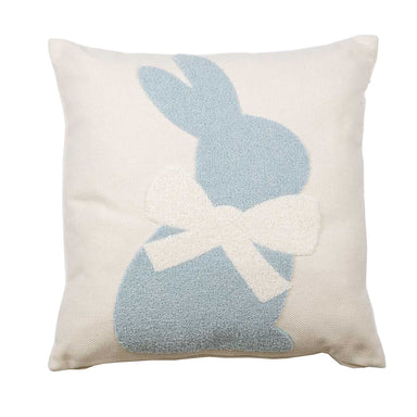 Embroidered Bunny Pillow Oat/Light Blue - Beau Kisses