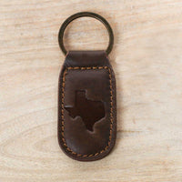 Leather Embossed Keychain Dark Brown Texas - Beau Kisses