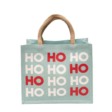 Jolly HoHoHo Gift Tote Misty Blue - Beau Kisses