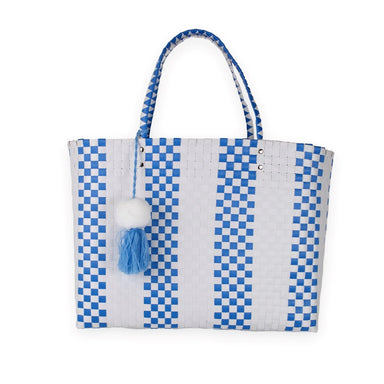 Lindsay Woven Tote Blue - Beau Kisses