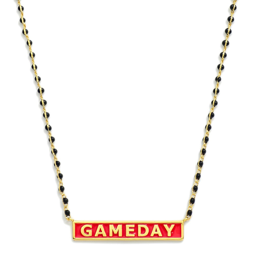 Gameday Bar Pendant Chain Link Necklace Gold