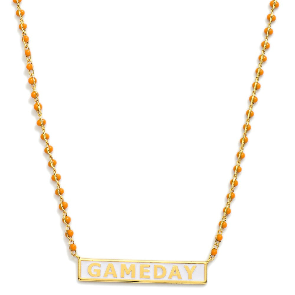 Gameday Bar Pendant Chain Link Necklace Gold