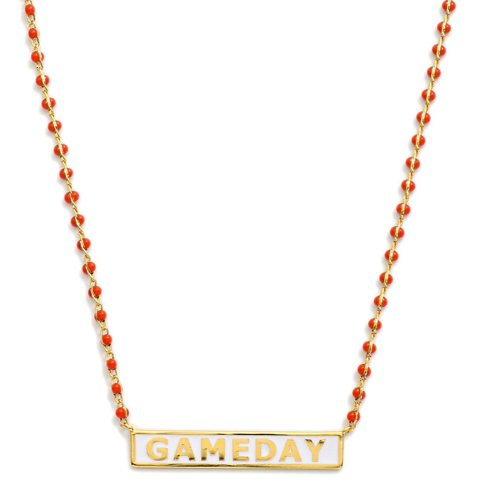 Gameday Bar Pendant Chain Link Necklace Gold