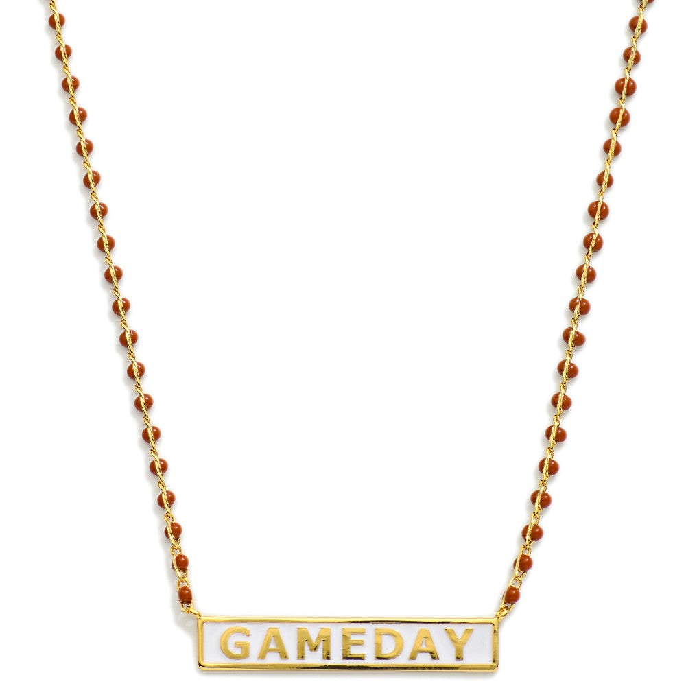 Gameday Bar Pendant Chain Link Necklace Gold