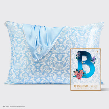 Kitsch x Bridgerton Satin Pillowcase Toile De Blue - Beau Kisses