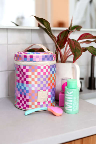 Barrel Organizer Toiletry Bag All The Things Checkered - Beau Kisses