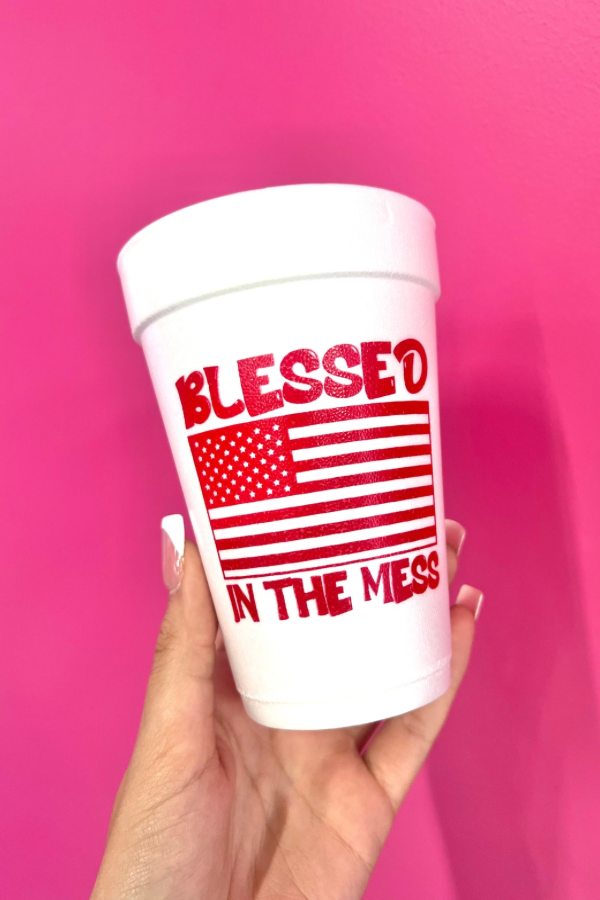 Blessed In The Mess Foam Cups 10 Pack - Beau Kisses