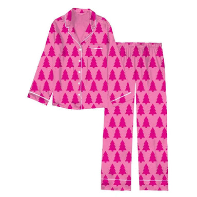 Dreaming of A Pink Christmas Satin Pajama Set - Beau Kisses