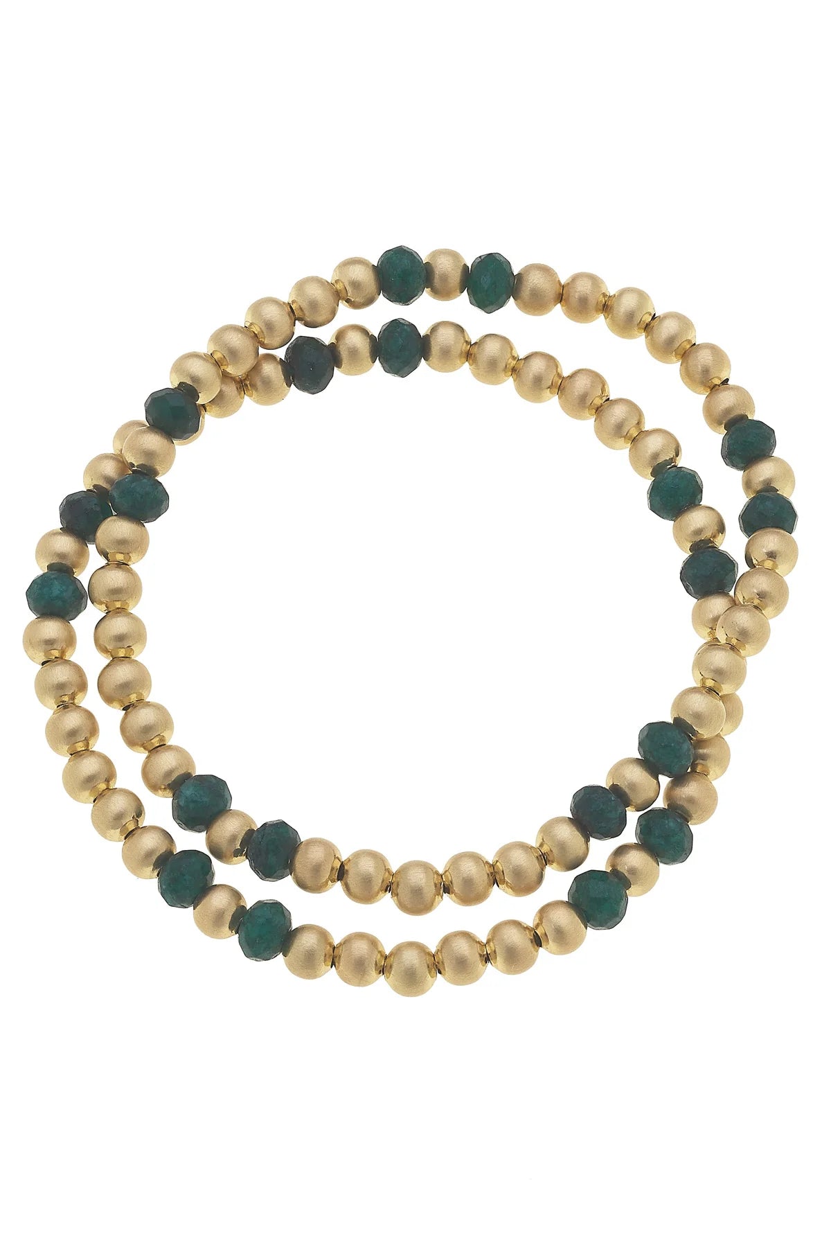 Hallie Gemstone Ball Bead Stretch Bracelets Set Of 2