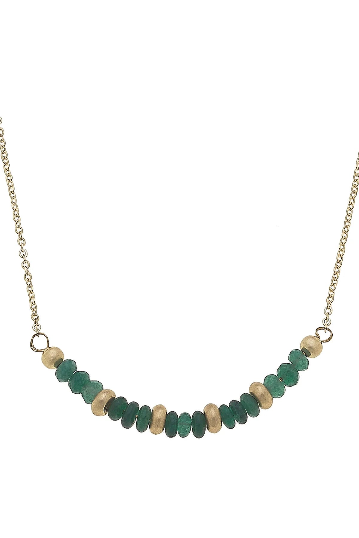 Hallie Semiprecious Beaded Crescent Necklace