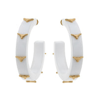 Texas Longhorns Logo Hoop Earrings in White - Beau Kisses