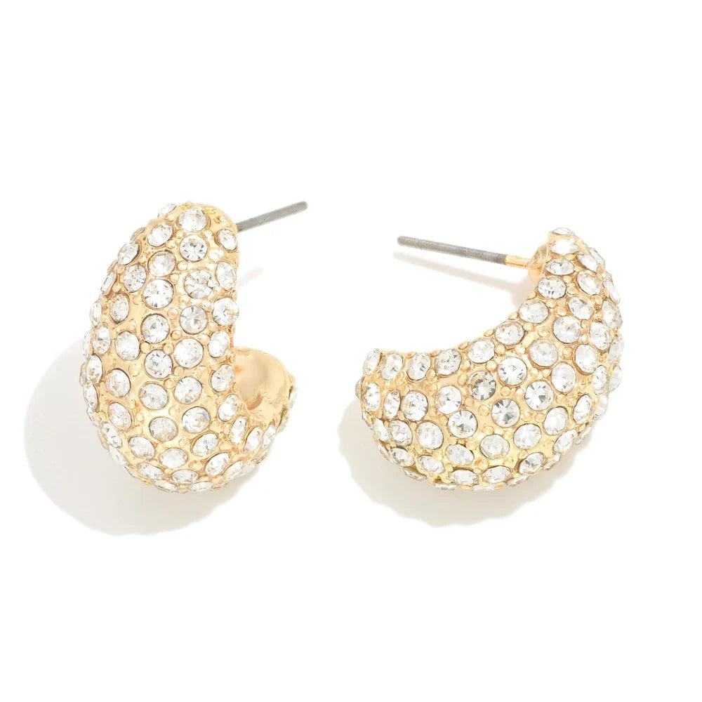 Gold Teardrop BV Dupe with Pave Rhinestone
