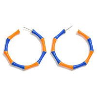 Enamel Bamboo Alternating Game Day Color Hoop Earrings - Beau Kisses