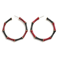 Enamel Bamboo Alternating Game Day Color Hoop Earrings - Beau Kisses