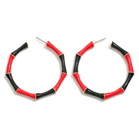 Enamel Bamboo Alternating Game Day Color Hoop Earrings - Beau Kisses