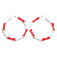 Enamel Bamboo Alternating Game Day Color Hoop Earrings - Beau Kisses