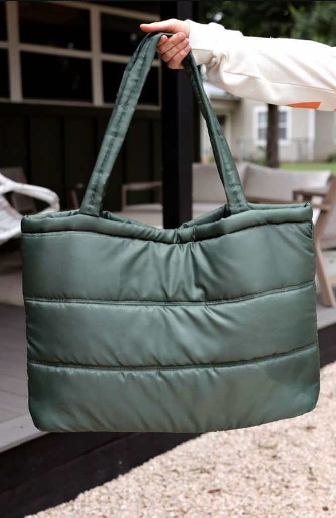 Mama Carry All Puffer Tote Olive - Beau Kisses