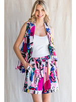 Collared Print Vest - Royal Mix ONLINE I LY - Beau Kisses