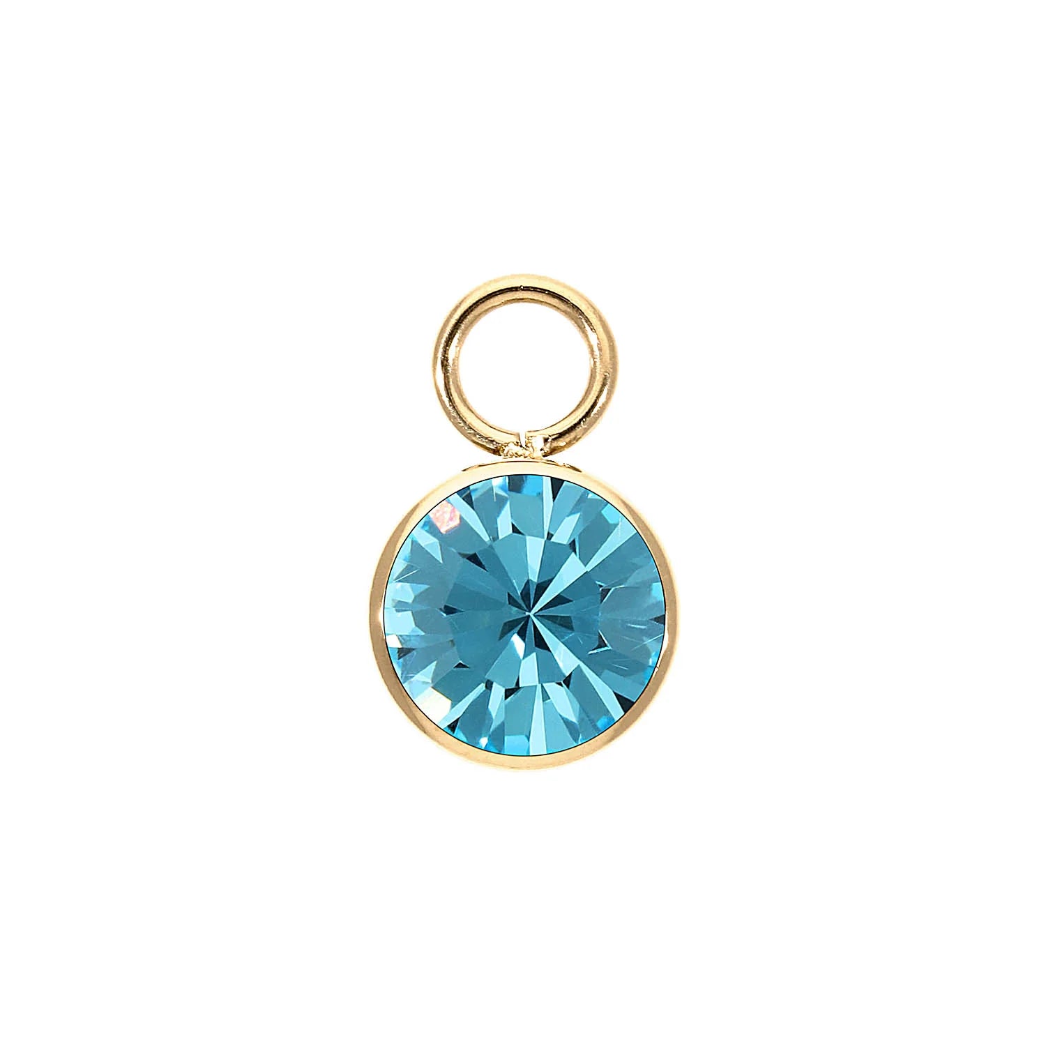 Charm Bottone 10mm Gold Aquamarine - Beau Kisses