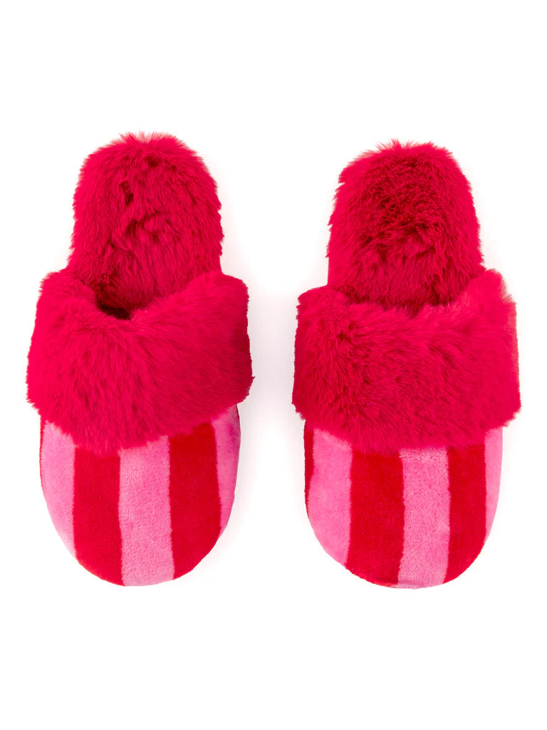 Felicity Stripe Slippers Red