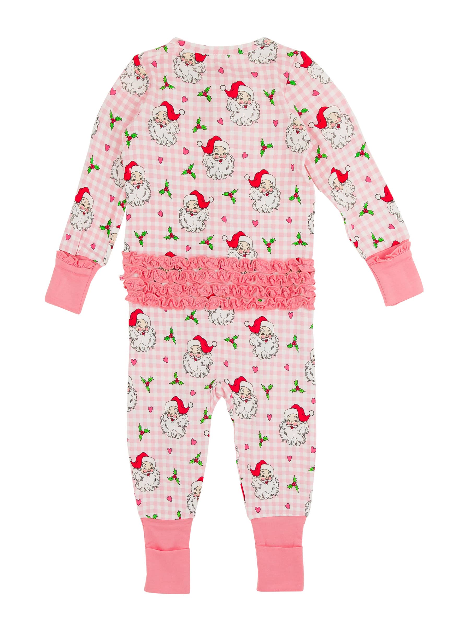 Dear Santa Bamboo Ruffle One Piece Pajama Pink