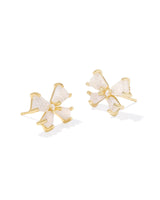 Blair Bow Small Stud Earrings Gold Iridescent Drusy - Beau Kisses