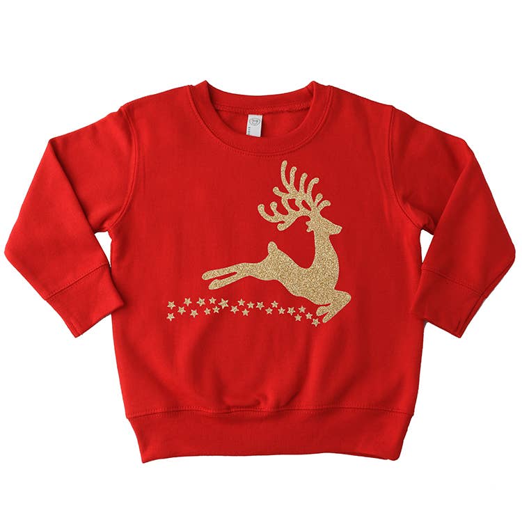 Gold Reindeer Sweatshirt Red