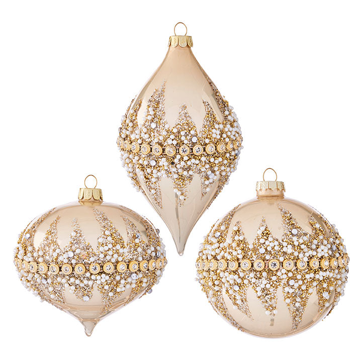 Champagne Wishes Beaded Ornament Gold 4" - Beau Kisses