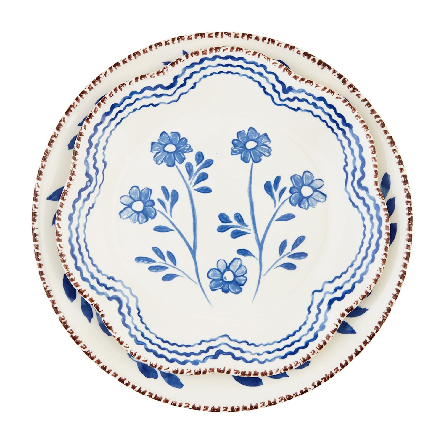 Blue Floral Platter Set